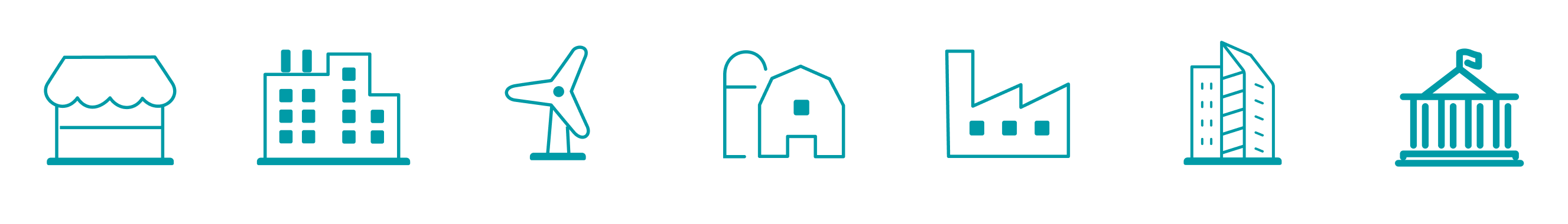 Set of icons for the industries listed